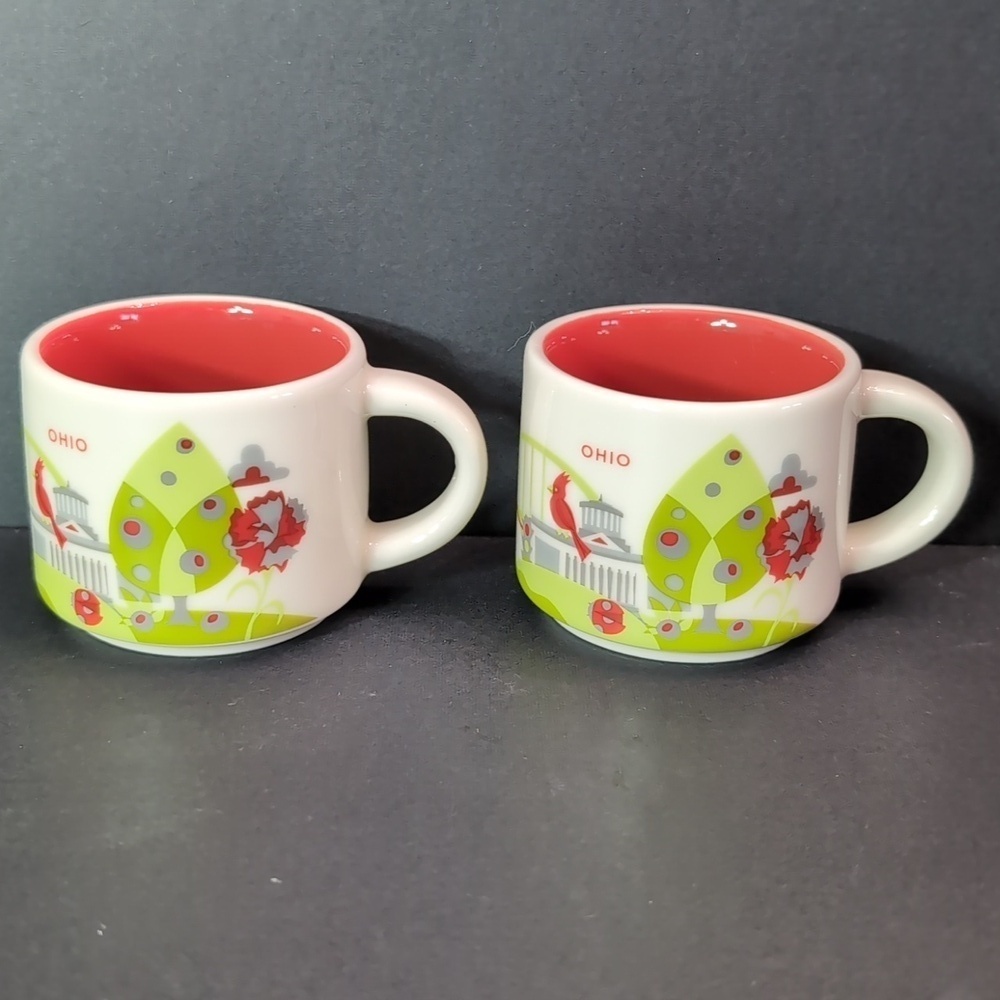 Starbucks You are Here Collection Ohio set of 2 Mini Espresso Cups.